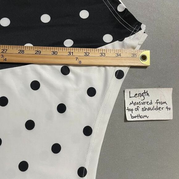 Lily by Firmiana Tunic Top Plus Size 4XL Black White Polka Dot Stretch Easy Care - Picture 11 of 11